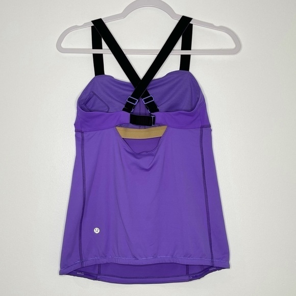 ❤️ LULULEMON Catch Me Purple Black Back Cross strap back tank A32 - Picture 7 of 14